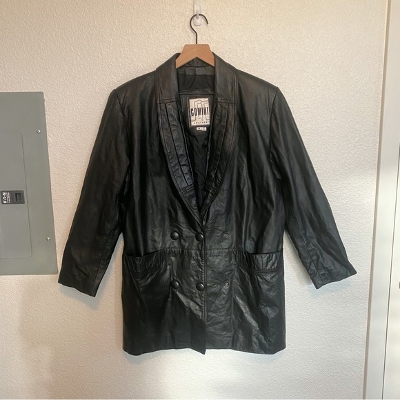 Vintage 80's 90's 100% Genuine Leather Oversized Long Coat Jacket Trench - Picture 12 of 12